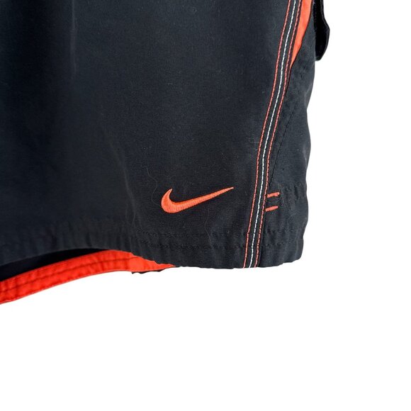 Nike Men's Black Orange Swim Trunks Size XXL Drawstring Board Shorts Pockets - Picture 3 of 9